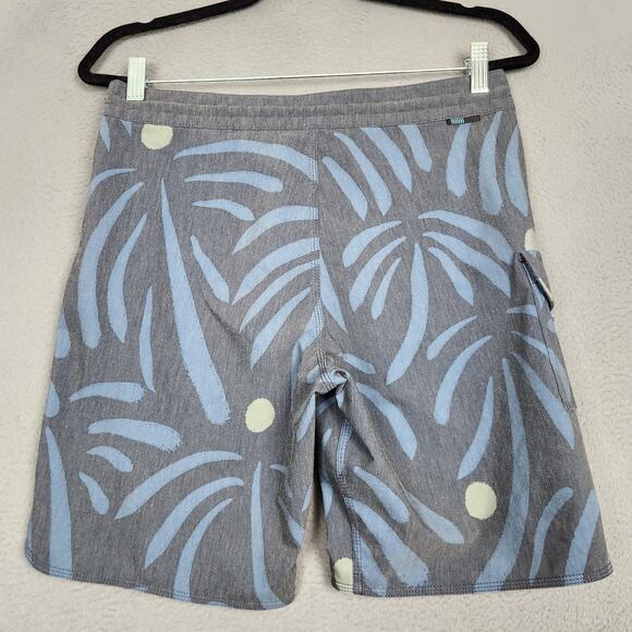 Vissla Boardshorts Mens 30 Gray Blue Leaf Print Quick Dry Stretch Swim M1065PRI - Picture 2 of 12